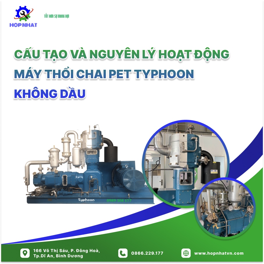 <p style="text-align: justify;"><em><span style="font-size:16px;">Máy thổi chai PET không dầu TYPHOON nổi bật nhờ độ bền, hiệu suất cao và thân thiện với môi trường. Sản phẩm được sử dụng phổ biến trong các dây chuyền sản xuất chai PET, đảm bảo quy trình thổi chai diễn ra ổn định và đạt chất lượng. Bài viết này sẽ giới thiệu cấu tạo và nguyên lý hoạt động của máy thổi chai PET TYPHOON không dầu, dựa trên dòng máy nén khí cao áp TYPHOON Series, model TLW-10/40.</span></em></p>